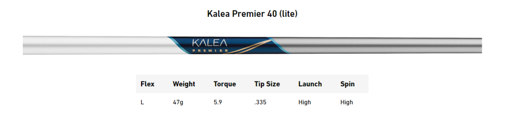 Gậy Driver TaylorMade KALEA Premier 13 Thông số cán gậy TaylorMade Kalea Premier