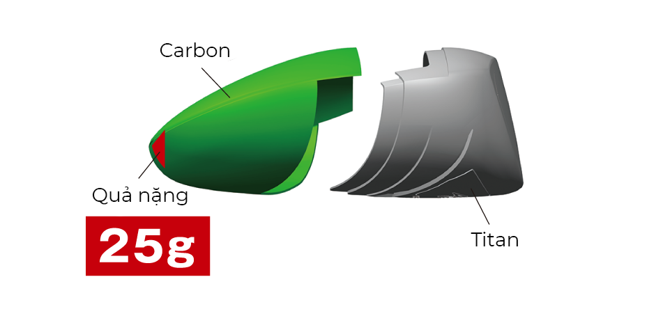 Bộ gậy golf Tsuruya Axel VF Nam 18 Thiết kế đầu gậy với diện tích Carbon lớn