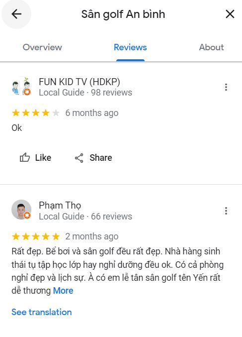 đánh giá sân golf An Bình