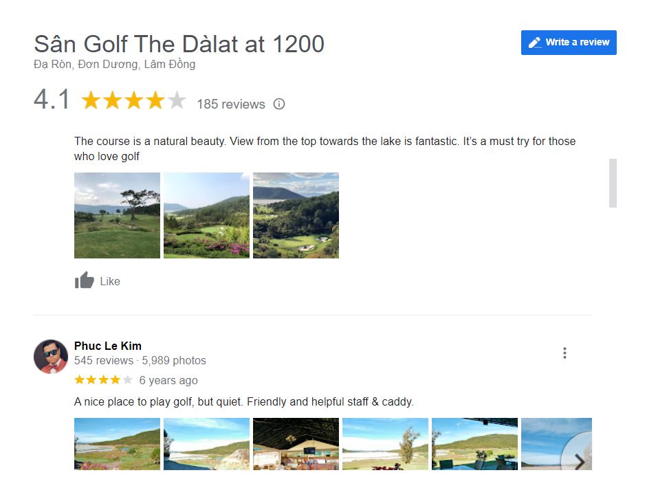 Đánh giá sân golf Đà Lạt 1200