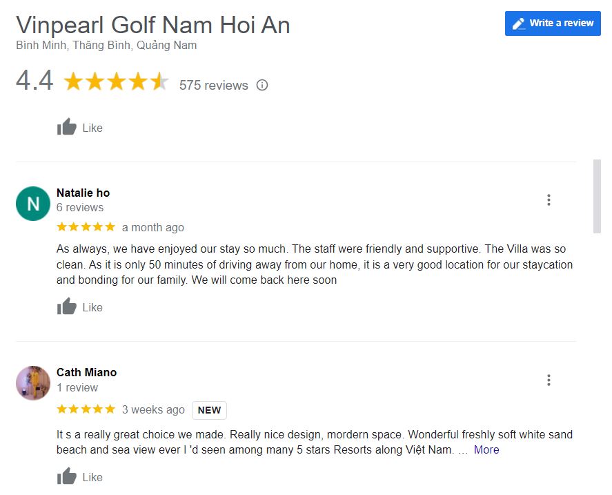đánh giá sân golf vinpearl nam hội an
