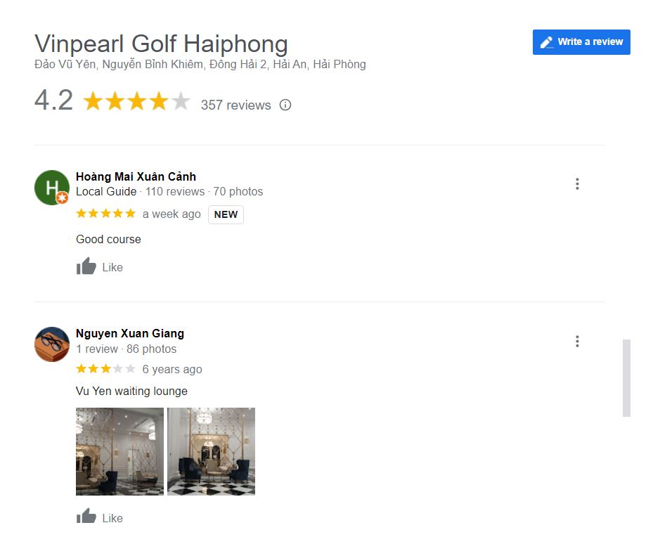 Đánh giá sân golf Vũ Yên Hải Phòng